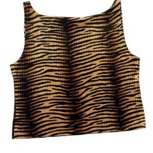 Cache Vintage Brown and black tiger print cropped tank top